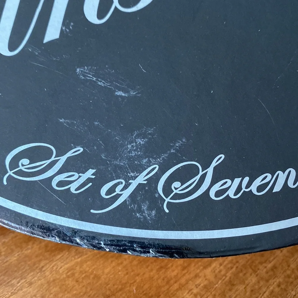 NIB Z Gallerie Set of 7 Deadly Sins Mingling Appetizer Plates. Seven Deadly Sins